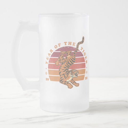 Chinese Year of the Tiger 2022 Frosted Glass Beer Mug
