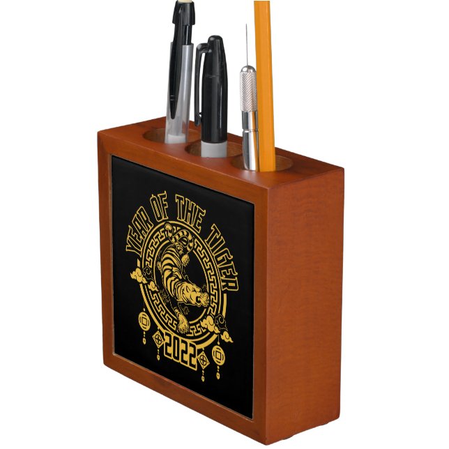 Chinese Year of the Tiger 2022 Silhouette Desk Organizer (In Situ)
