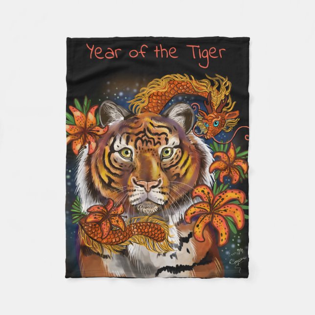 Chinese Year of the Tiger Fleece Blanket (Front)