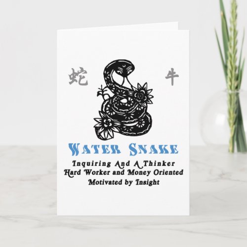 Chinese Year of The Water Snake 1953 2013 Holiday Card