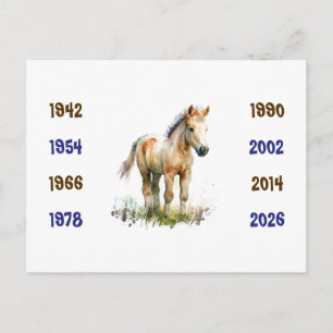 Chinese Years of the Horse 1942 to 2026 Postcard