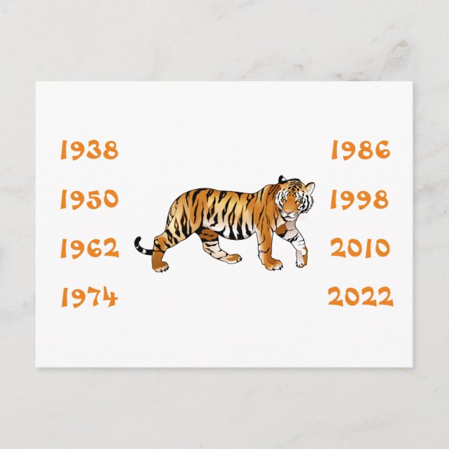 Chinese Years of the Tiger illustration Postcard (Front)