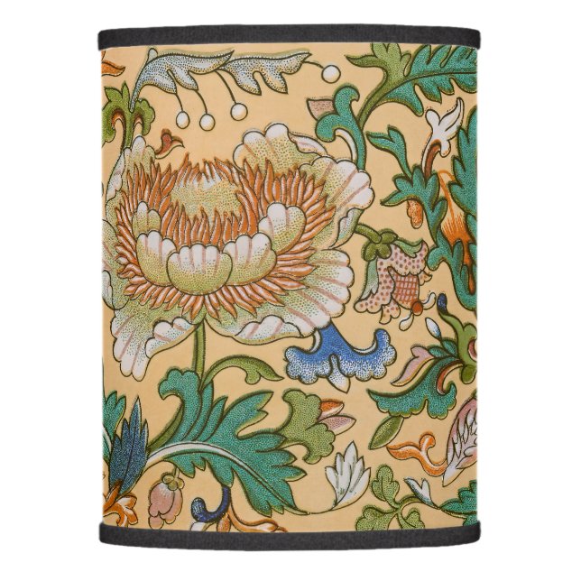 Chinese Yellow botanical & Flower pattern 1867 Lamp Shade (Front)