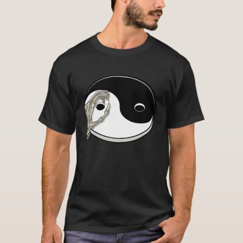 Chinese Yin and Yang Skeleton Hand Tai Chi Yoga Na T_Shirt