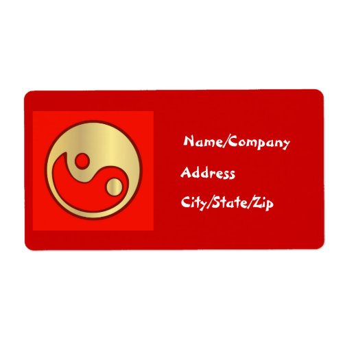 Chinese Yin Yang Red  Gold Labels