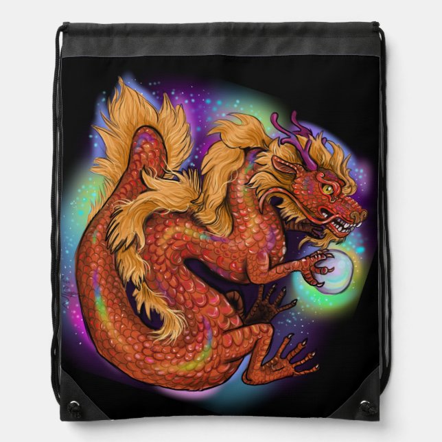 Chinese Zodiac 2024 Year of the Dragon Drawstring Bag (Front)
