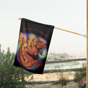 Chinese Zodiac 2024 Year of the Dragon House Flag