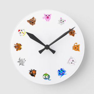 Chinese Zodiac Animals (rotated) Round Clock