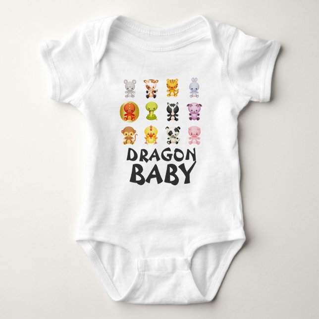 Chinese Zodiac Animals Year of the Dragon Baby Bodysuit (Front)