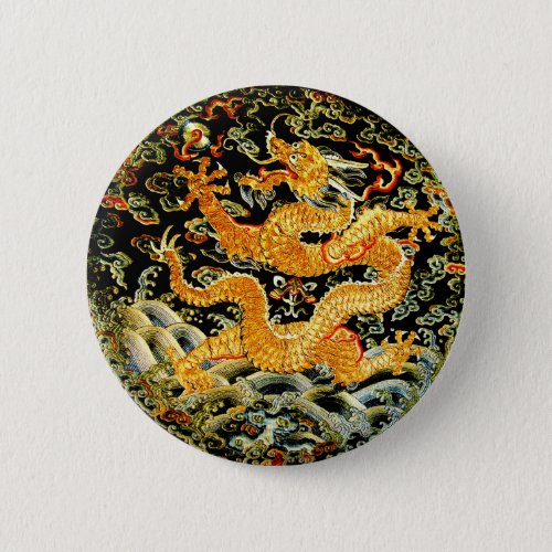 Chinese zodiac antique embroidered golden dragon button