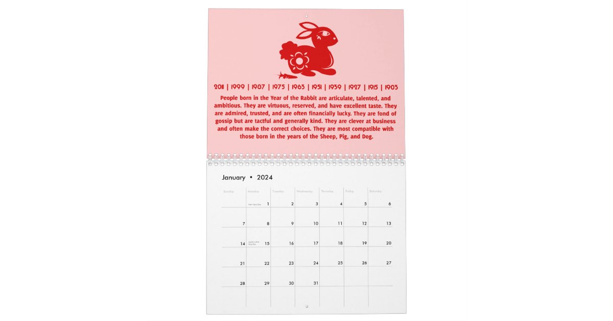 Chinese Zodiac Calendar Zazzle