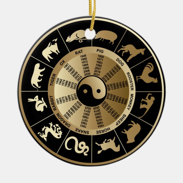 Chinese Zodiac Chart Ceramic Ornament (Front)