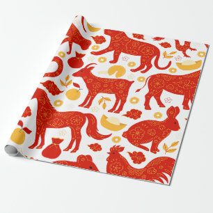 Chinese Zodiac Chinese New Year Pattern Wrapping Paper