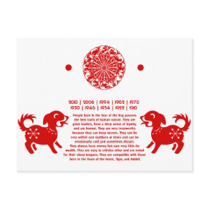 CHINESE ZODIAC DOG PAPERCUT ILLUSTRATION POSTCARD