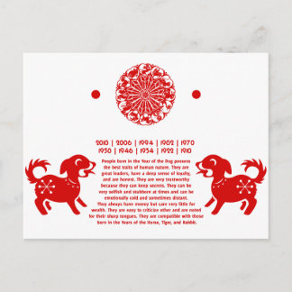 CHINESE ZODIAC DOG PAPERCUT ILLUSTRATION POSTCARD