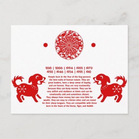 Chinese Zodiac Dog Papercut Illustration Postcard
