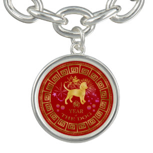 Chinese Zodiac Dog Red/Gold ID542 Bracelet