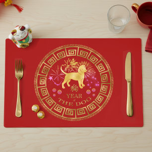 Chinese Zodiac Dog Red/Gold ID542 Placemat