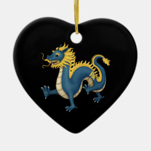 Chinese Zodiac Dragon Astrology Sign Black Ceramic Ornament