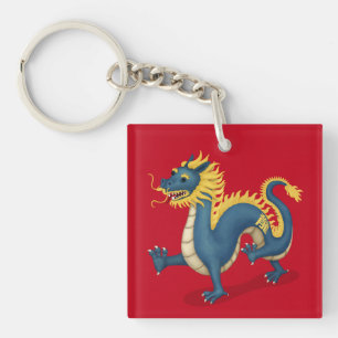 Chinese Zodiac Dragon Cute Astrology Sign Red Keychain