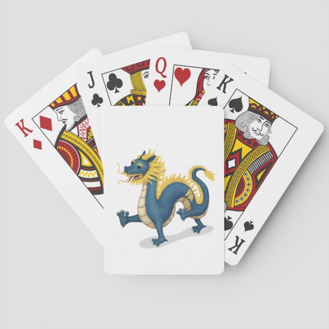 Chinese Zodiac Dragon Cute Astrology Sign White Poker Cards (Back)