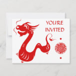 Chinese Zodiac Dragon Papercut Illustration Invitation at Zazzle