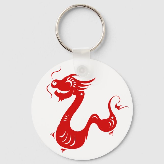 CHINESE ZODIAC DRAGON PAPERCUT ILLUSTRATION KEYCHAIN (Front)