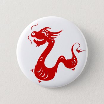 Chinese Zodiac Dragon Papercut Illustration Pinback Button by paper_robot at Zazzle