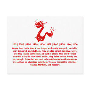 CHINESE ZODIAC DRAGON PAPERCUT ILLUSTRATION POSTCARD