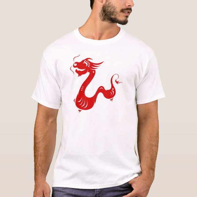 CHINESE ZODIAC DRAGON PAPERCUT ILLUSTRATION T-Shirt (Front)