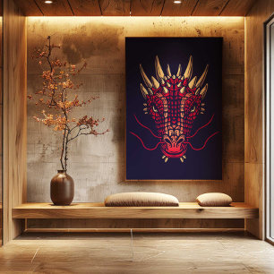 Chinese Zodiac Dragon Wall Art Print Japandi Decor