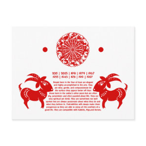 CHINESE ZODIAC GOAT PAPERCUT ILLUSTRATION POSTCARD