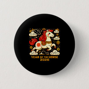 Chinese Zodiac Horse 2026 Lunar New Year Art Gift  Button