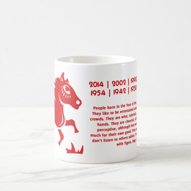 CHINESE ZODIAC HORSE PAPERCUT ILLUSTRATION COFFEE MUG (Center)