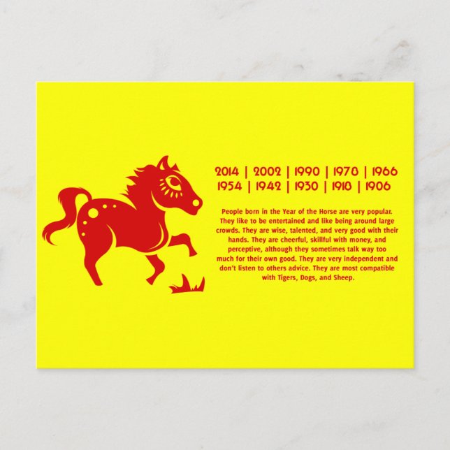 CHINESE ZODIAC HORSE PAPERCUT ILLUSTRATION POSTCARD (Front)