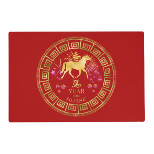 Chinese Zodiac Horse Red/Gold ID542 Placemat