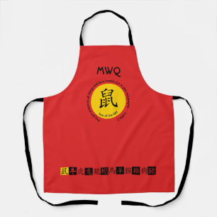 CHINESE ZODIAC Monogram Year of the RAT Apron
