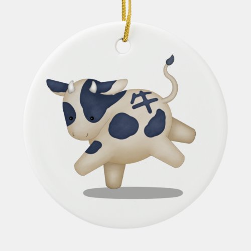 Chinese Zodiac Ox Cute Astrology Sign Ceramic Ornament