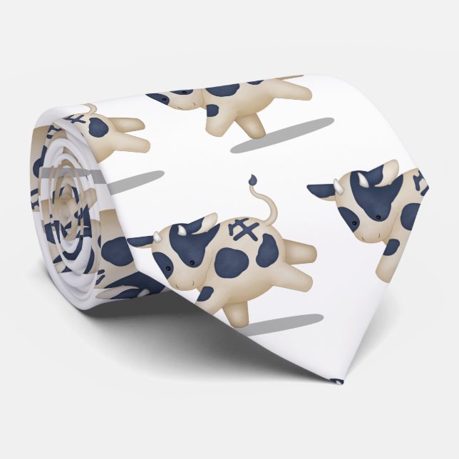 Chinese Zodiac Ox Cute Astrology Sign Neck Tie (Rolled)
