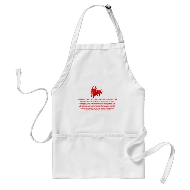 CHINESE ZODIAC OX PAPERCUT ILLUSTRATION ADULT APRON (Front)