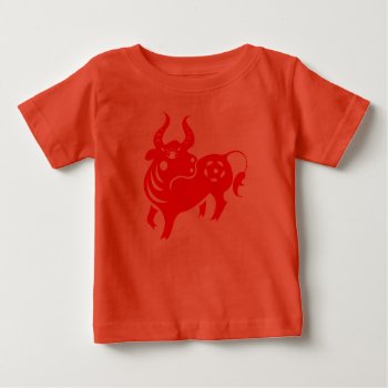 Chinese Zodiac Ox Papercut Illustration Baby T-shirt by paper_robot at Zazzle