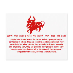CHINESE ZODIAC OX PAPERCUT ILLUSTRATION POSTCARD