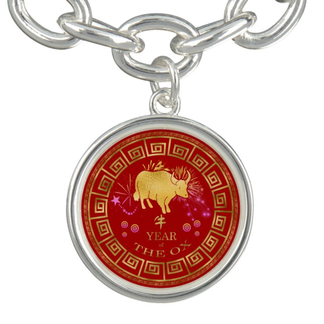 Chinese Zodiac Ox Red/Gold ID542 Bracelet (Design)