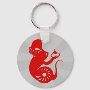 CHINESE ZODIAC PAPERCUT MONKEY ILLUSTRATION KEYCHAIN