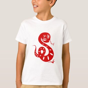 Chinese Zodiac Papercut Snake Illustrated Shirt by paper_robot at Zazzle