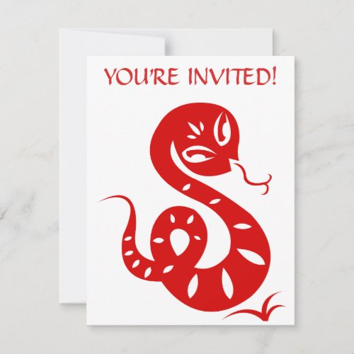 CHINESE ZODIAC PAPERCUT SNAKE ILLUSTRATED SHIRT CUSTOM INVITES