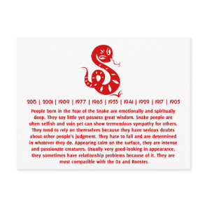 CHINESE ZODIAC PAPERCUT SNAKE ILLUSTRATED SHIRT POSTCARD