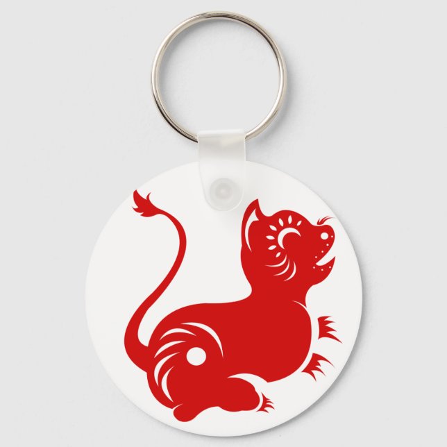 CHINESE ZODIAC PAPERCUT TIGER ILLUSTRATED KEYCHAIN (Front)