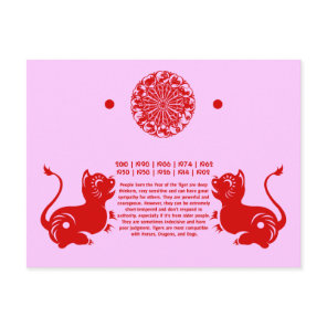 CHINESE ZODIAC PAPERCUT TIGER ILLUSTRATED POSTCARD