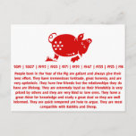 Chinese Zodiac Pig Papercut Illustration Postcard at Zazzle